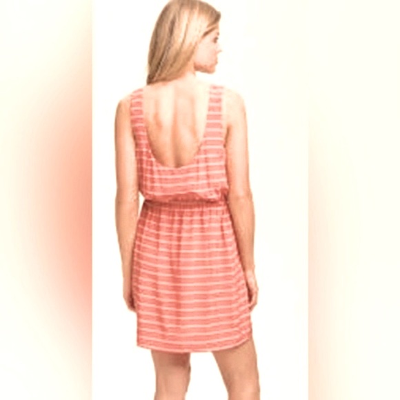 Joie Striped Silk Chariot Sleeveless Mini Dress in Tangerine/Peach & White - Picture 5 of 7